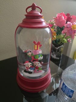 Moments In Time Disney Christmas Water Spinning Snow Globe Lantern
