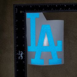 LA Dodgers LA Vinyl Decal - Reflective Blue & Reflective White