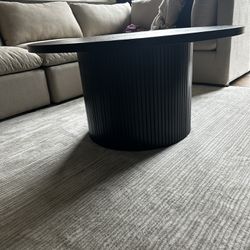Round  Pedestal Wood Coffee Table - Black