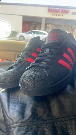 Adidas Superstar Black Red Stripe Sneakers