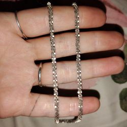 Beautiful Rare Vintage Diamond Cut Italian Sterling Silver Necklace