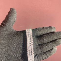  925 Sterling Silver Cubic Zirconia Tennis Bracelet 4mm Round Rhodium Plated 