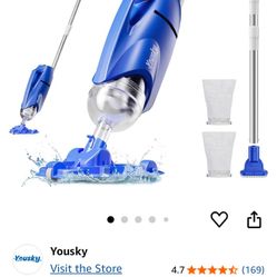 2025 Upgraded Handheld Pool Vacuum Cleaner for Above Ground & Inground Pools - Cordless Pool Cleaner w/18.5GPM Suction, Telescoping
