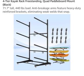 4-Tier Freestanding Kayak and Paddleboard Rack