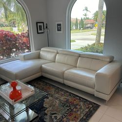 White leather Sectional  Power recliner