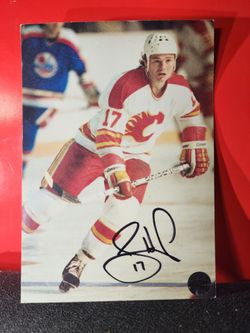 Jamie Hislop signed autographed 4x6" Hockey Card W/coa &top loader