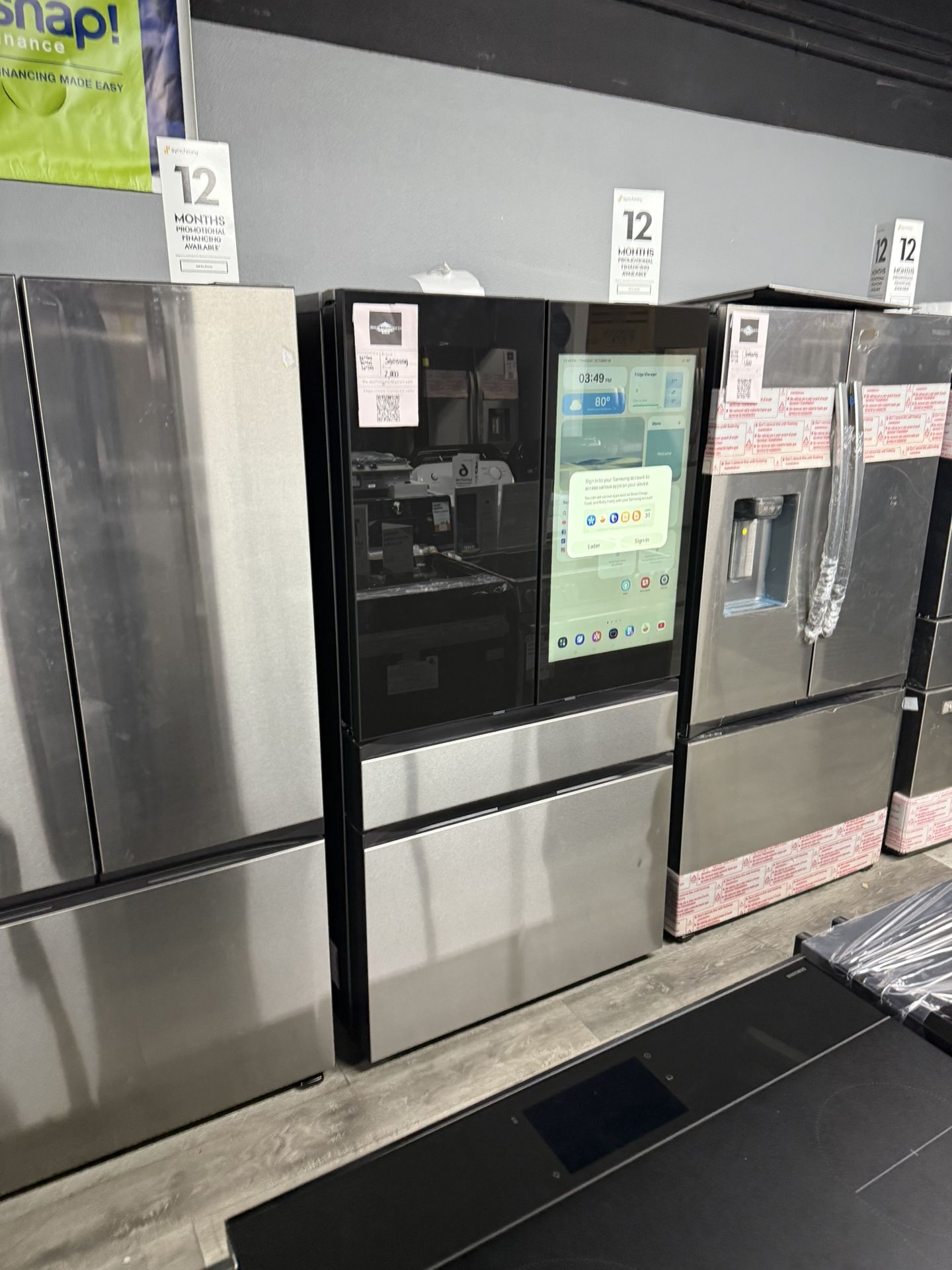 Samsung - Bespoke 29 cu. ft. Standard Depth 4-Door French Door Refrigerator in Charcoal Glass/Stainless Steel with AI Family Hub+