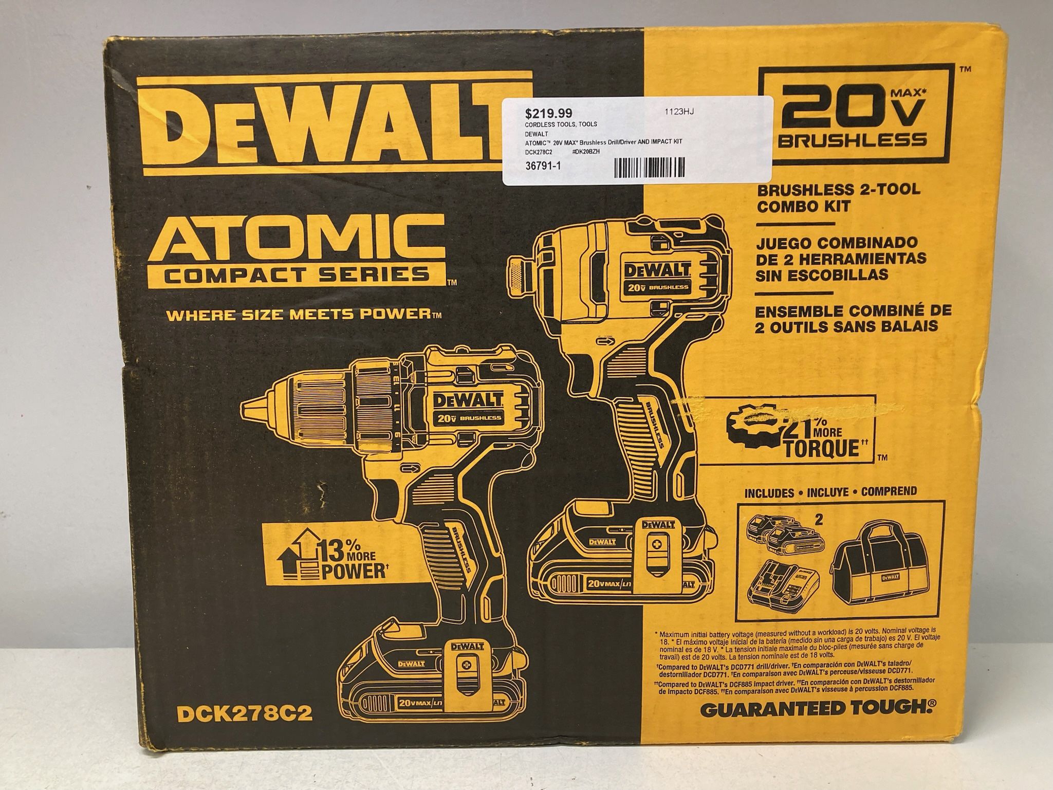 DEWALT DCK278C2 ATOMIC 20v MAX Brushless Drill/ Driver And Impact Kit