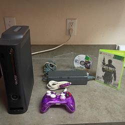 Microsoft Xbox 360, 120GB Console W/Wired Controller, Cables & 2 Games, Tested, Working.