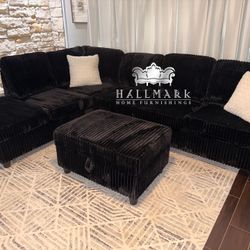 New-in-Box Fluffy Sectional + Storage Ottoman 