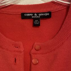Coral Cable and Gauge Cardigan Size Medium Petite