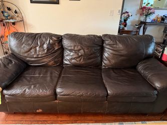 Leather sofa sleeper and armchair