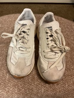 Adidas Originals Cream Suede Nylon Retro Runner Sneakers Mens 7 Gum Sole