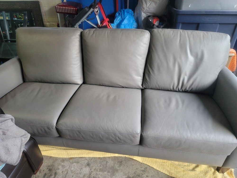 Grey Leather Couch