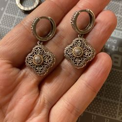 14k Gold And Silver Ear Hoop