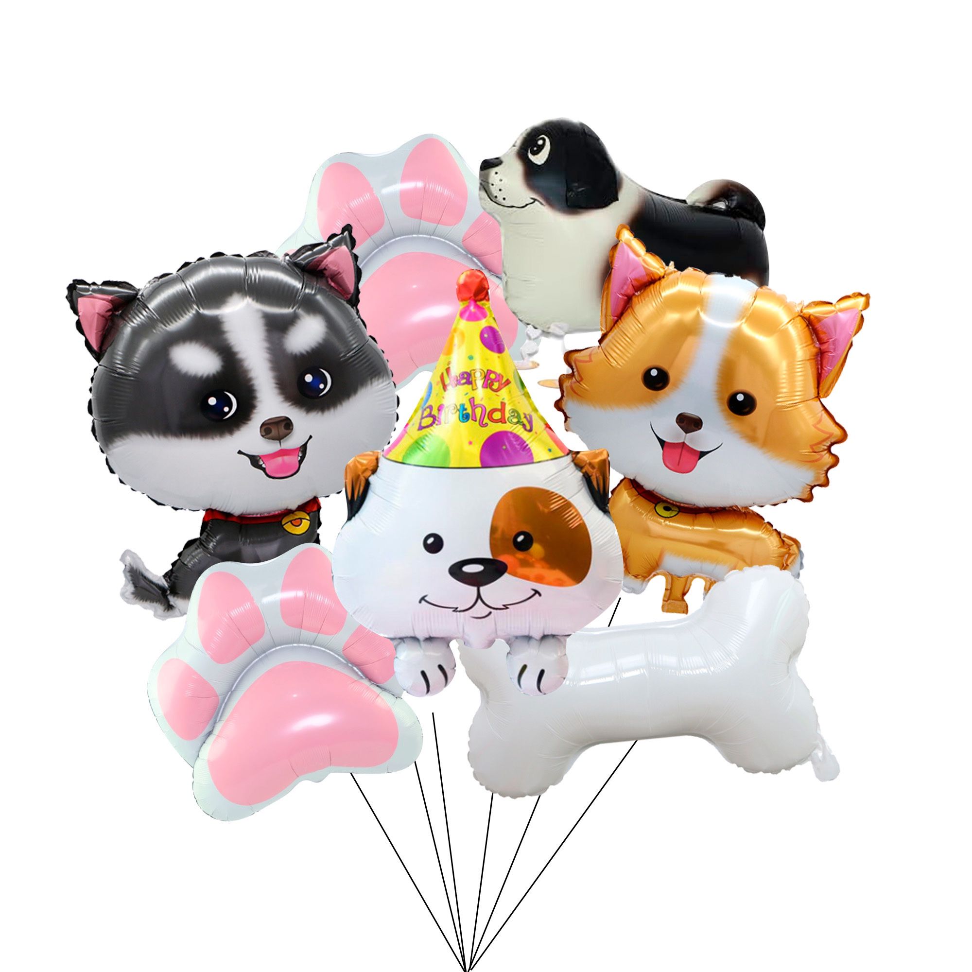 7pcs Dog Balloons Birthday Sets (New, Unopened)