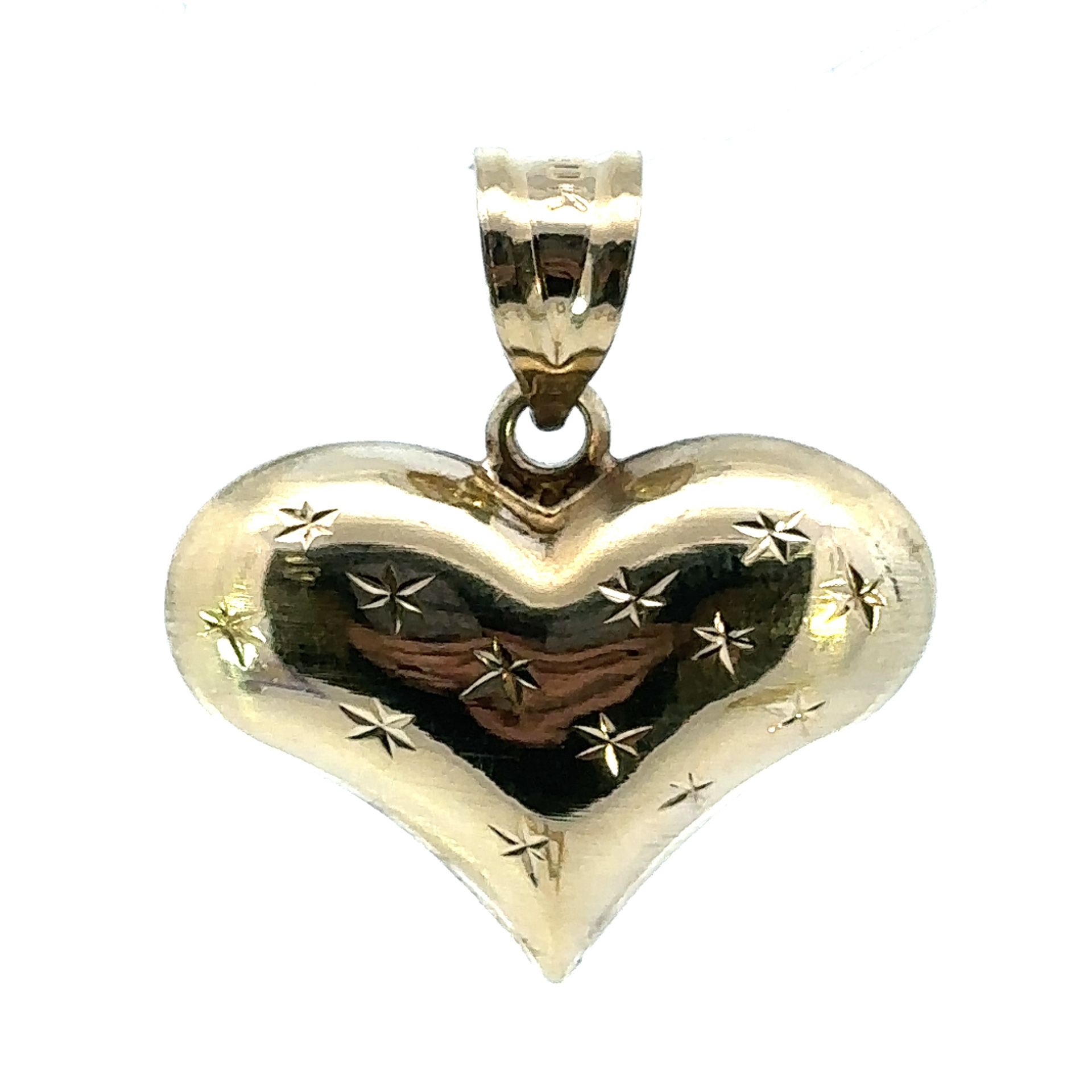 Woman’s Ladies 10k Yellow Gold Puff Heart Charm Pendant For Necklace GP3123678