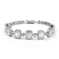 Simulated White Diamond Silvertone Bracelet (6.50 In) TGW 6.00 cts.