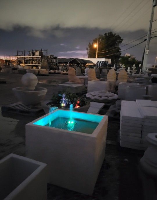 Concrete Large Square Planter or Water Fountain / Cement Backyard Patio Pots Garden Planters / Outdoor Fountains