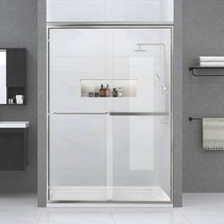 HTLOTUS Bathroom Shower Sliding Door, 56"-60" W×72" H, Nickle (Brand New)