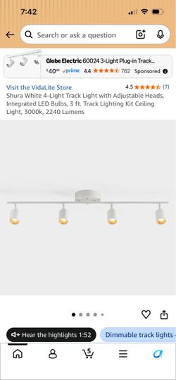 VidaLite Shura White 4-Light Track Light