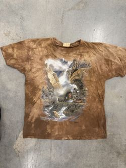 Brown & white vintage The Mountain cotton t-shirt tee