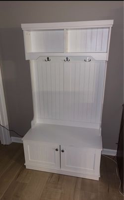 Hall Tree Bench with Storage ( White)H