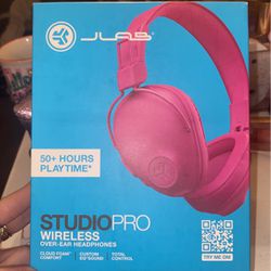JLab Studio Tech Hot pink Bluetooth headphones