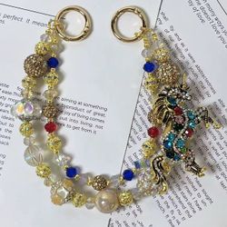 Beaded Crystal Horse Charm Bag Chain Strap