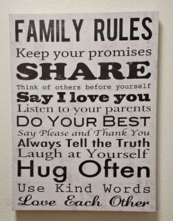 Family Rules Vinyl Canvas Sign