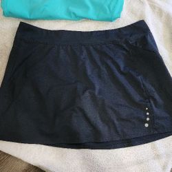 LL Bean Black Fitness Skort with Zip Pocket