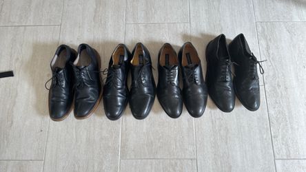 Lot of 4 Black Leather Dress Shoes