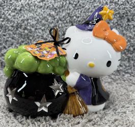 Blue Sky Clayworks Hello Kitty Halloween Witch Candle House Tealight Holder New