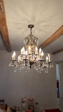 Brass Crystal Chandelier Multi-Arm Candle Style