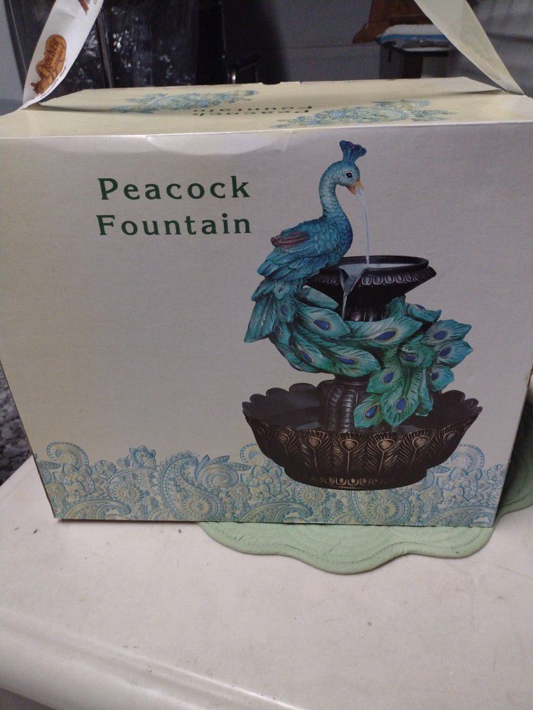 New In Box Peacock Fountain
