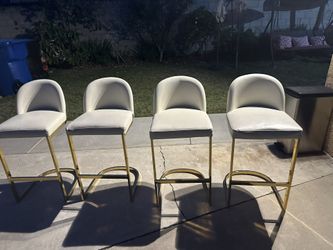 Bar Stool Chairs With Gold And Beige 