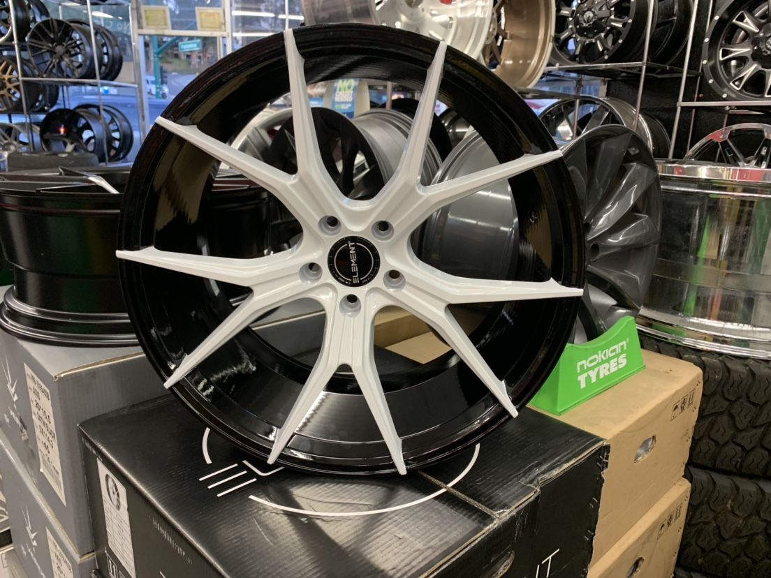 Camaro 20” Staggered New Element White W Blk Inside Rims Tires Set