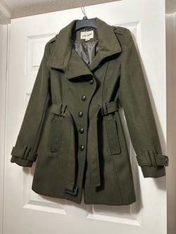 Grane Olive Green Belted Wool Coat Medium