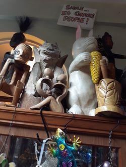 Nice folk art carved wooden bunny statue