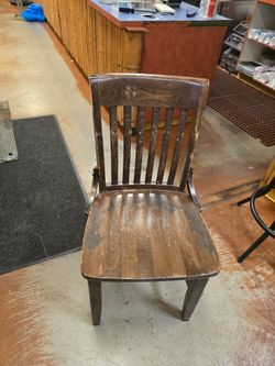 Dark Wood Slat Back Dining Chair