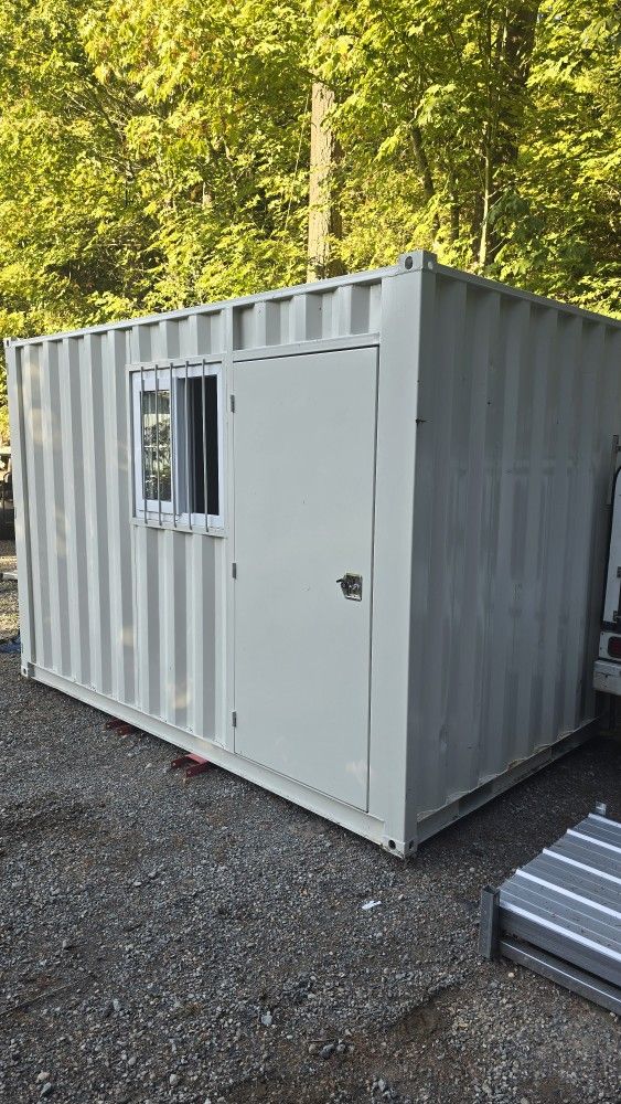 12x8ft Small Cubic Shipping Container Conex Shed Tiny Home House Storage Box