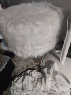 White Fuzzy Chair Stool