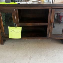 Wood Shelf With Glass Doors/ TV stand 