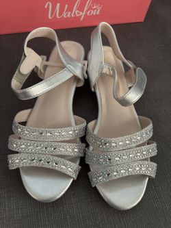 Girls Silver Rhinestone Sandal