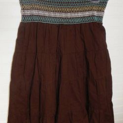 Juniors Skirt size L 11-13 Brown Pull On Smocked Waist

