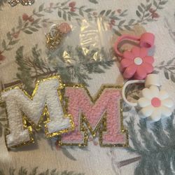 M Initial Cup Decoration(Flower Straw Topper) 