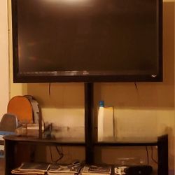 TV Stand w/ 3 Tier Glass Shelves