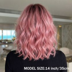 Rainbow Wavy Bob Wig 14 Inch