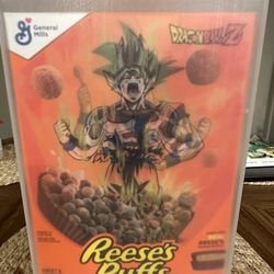 Dragon Ball Z Limited Edition Goku X Reese’s Puffs  Holographic Cereal Box No bc