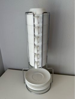 Stackable Coffee Cups with Saucers